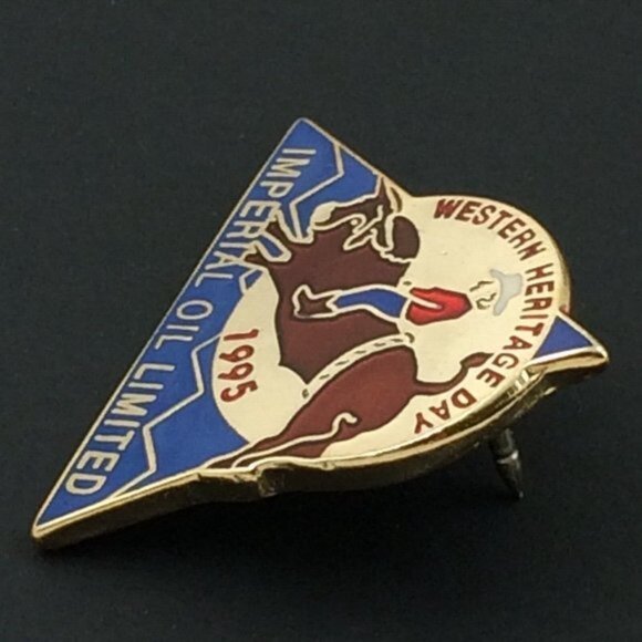 Vintage Western Heritage Day Alberta Imperial Oil Lapel Pin 1995 Rodeo Cowboy - Picture 4 of 12